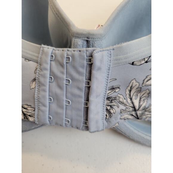 Cacique Underwire Balconette Bra Blue Leaf Full Figure Lightly Lined Size 38DDD - Picture 7 of 10